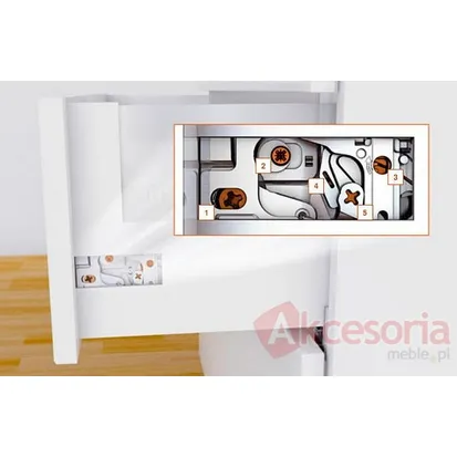  Zintegrowana regulacja boku szuflady Tandembox INTIVO Boki Do Wys.L=198mm dł.30cm Jedwabiście-białe