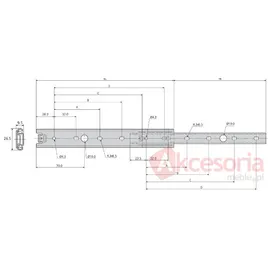 Prowadnica kulkowa 2728 Nierdzewna 45cm 20kg wysuw 75% Accuride