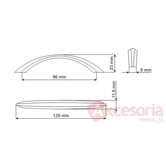 Uchwyt ZnAl US14 Nikiel Satynowy Rozstaw 96mm