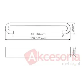 Rys. techniczny Uchwyt US91 Chrom Satynowy Rozstaw 128mm(W)