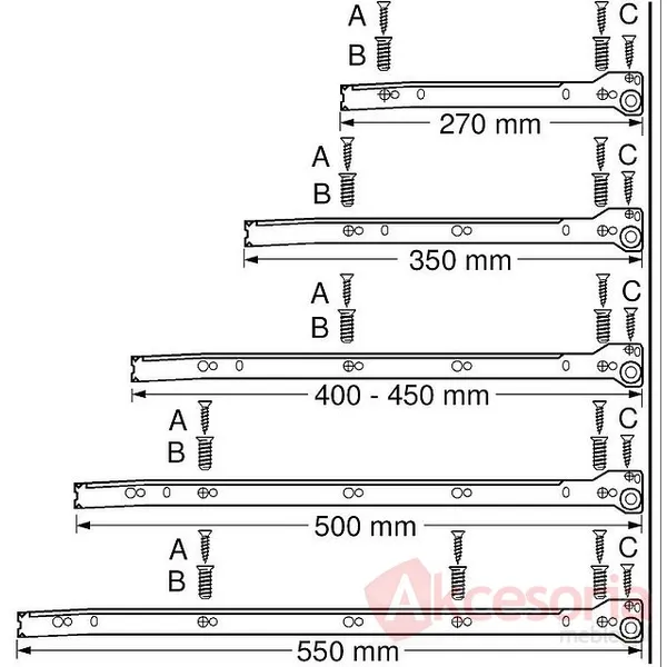 Szuflada METABOX 320K z hamulcem / wys. K=118 mm / dł. 45 cm / 25 kg / wysuw 75% / kremowy