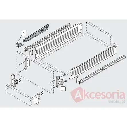 Szuflada METABOX 320K z hamulcem / wys. K=118 mm / dł. 55 cm / 25 kg / wysuw 75% / kremowy