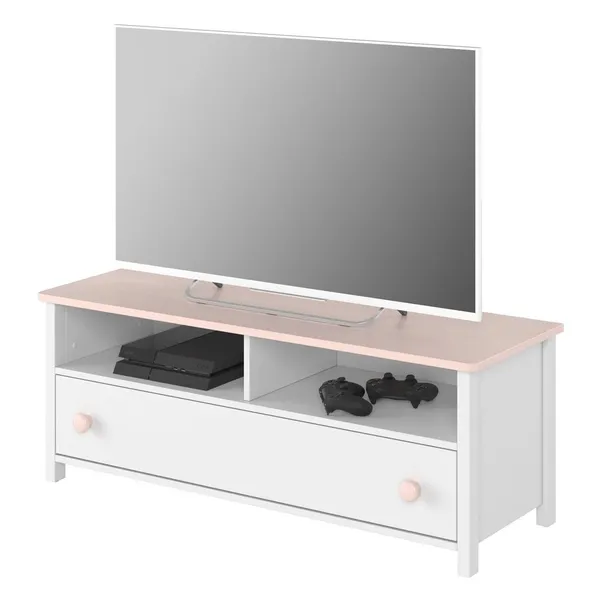 Szafka RTV LUNA LN-13 - biały/różowy