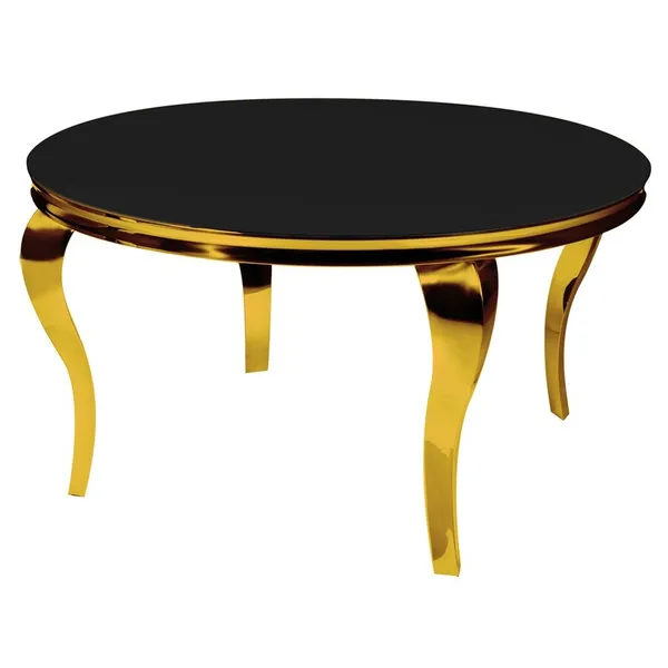 Stół okrągły glamour TH780-2 100 cm - czarny/złoty