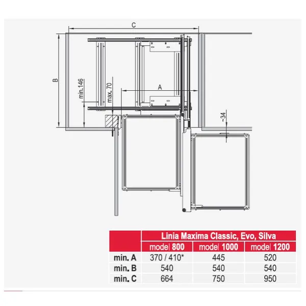 MAXIMA CLASSIC Corner Comfort 800 lewy metal lakier grafit