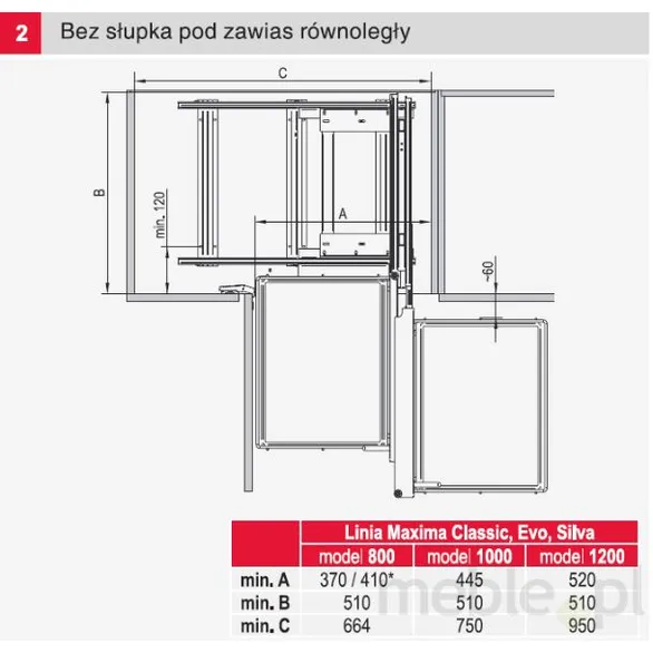 MAXIMA CLASSIC Corner Comfort 800 lewy metal lakier grafit