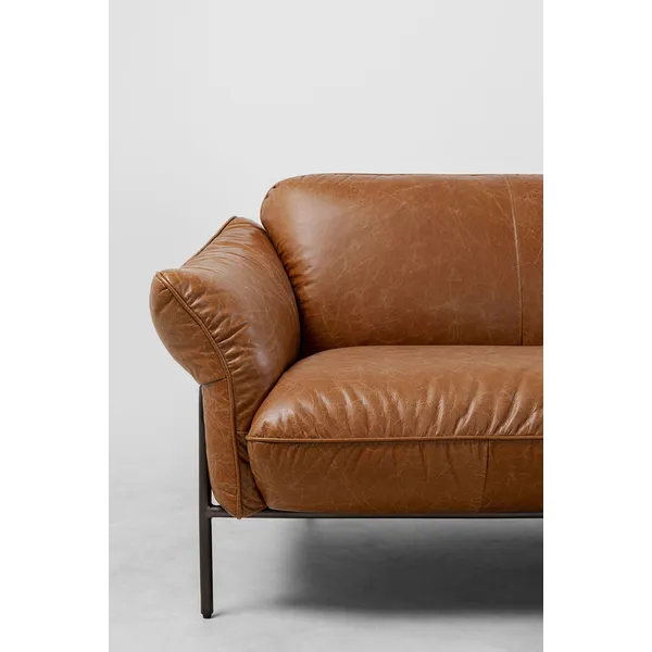 Sofa 3-osobowa skórzana NAPPA - brązowy/czarny