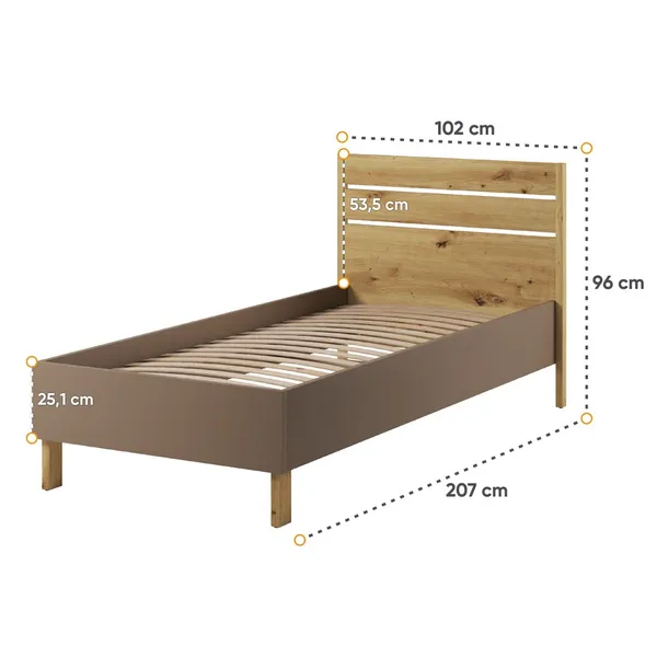 Łóżko LENNY 90x200 LY-10 - dąb artisan/truflowy