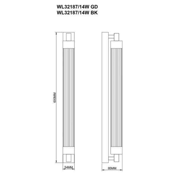 Kinkiet KALIA 60 cm WL32187/14W/BK - czarny