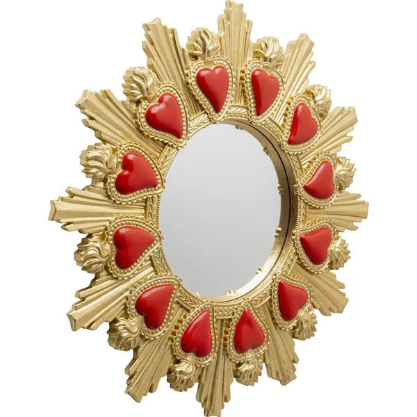 Lustro ścienne okrągłe FLAMING HEART 38 cm - złoty