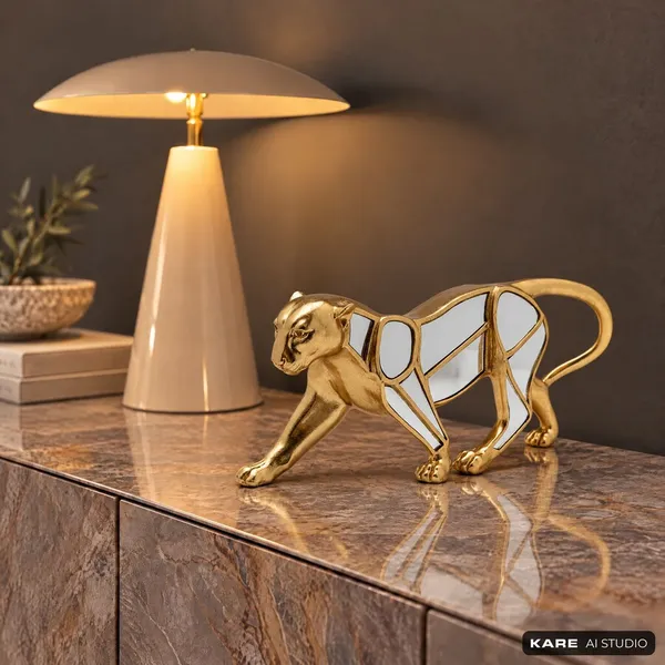 Figurka dekoracyjna LEOPARD MIRROR 17 cm - złoty