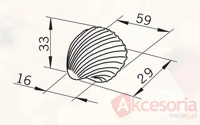 rysunek techniczny Gałka 1122-59 Muszelka Z Kolekcji Ocean Line Chrom Mat
