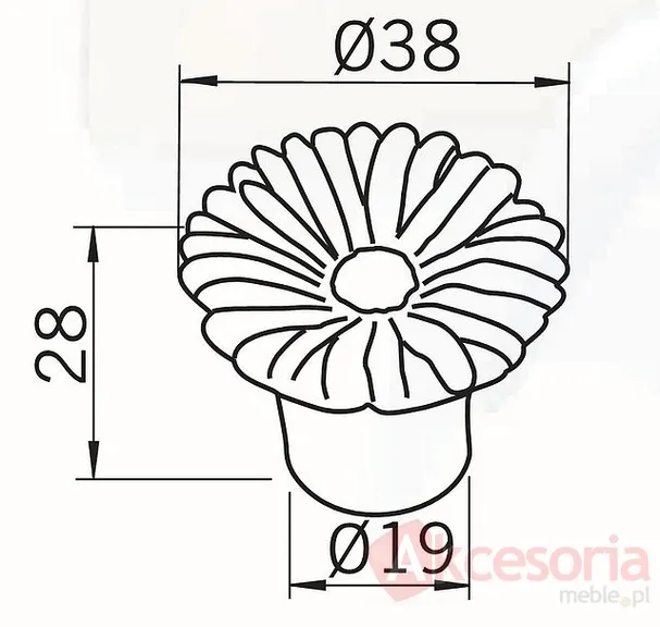 rysunek techniczny Gałka H127-38 Z Kolekcji Flower Różowy Kwiatek