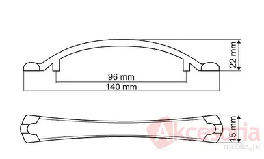 Rys. techniczny Uchwyt ZnAl UG32 96 mm Nikiel patynowany