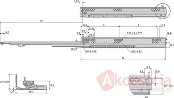 Prowadnica kulkowa DZ3132EC 30.48cm 45kg Z Hamulcem 100% Accurid