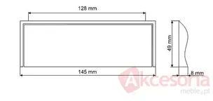 Rys. techniczny Uchwyt ZnAl UN70 Chrom Satynowy Rozstaw 128mm