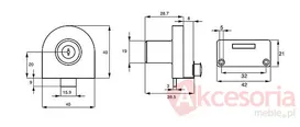 rysunek techniczny Zamek Do Drzwi Szklanych X-918 Złoty