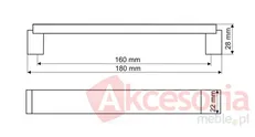 Uchwyt Aluminiowy US48 Czarny-Mat Z Przetarc. Rozstaw 128mm(W)