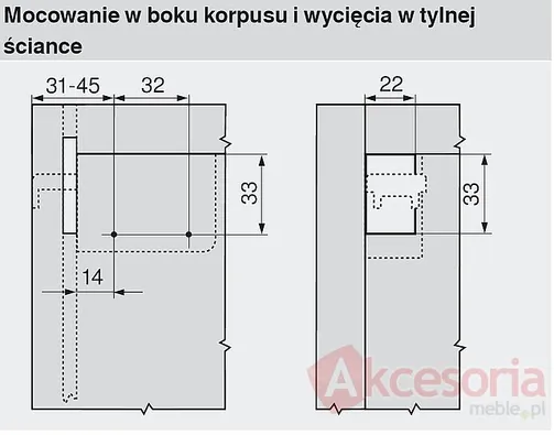 Zawieszka do szafek Blum prawa - brązowy