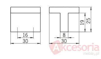 rysunek techniczny Gałka 1506-30 z Kolekcji Milan Aluminium Proszkowane