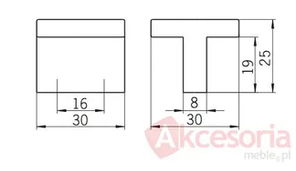 rysunek techniczny Gałka 1505-30 z Kolekcji Milan Aluminium Proszkowane