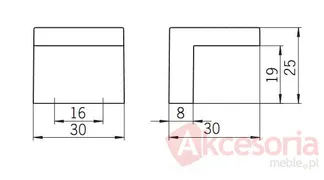 rysunek techniczny Gałka 1504-30 z Kolekcji Milan Aluminium Proszkowane