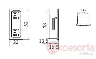 rysunek techniczny Kołatka 1597 z Kolekcji Nara Aluminium Proszkowane