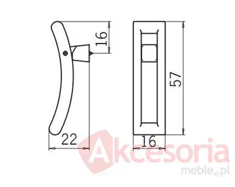 rysunek techniczny Kołatka 1588 z Kolekcji Nara Aluminium Proszkowane