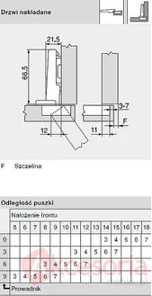 Zawias CLIP Top 110° 71B3590 Puszka INSERTA Op=250sztuk