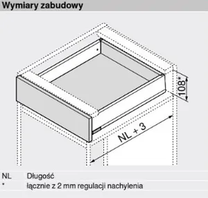 Szuflada MERIVOBOX Wys. M=91mm dł. 60cm 40kg BIAŁY MAT Hamulec