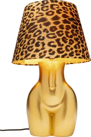 Lampa stołowa DONNA LEO - panterka/złoty