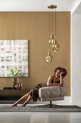 Lampa wisząca SUPERNOVA AMBER TRE 45 - złoty