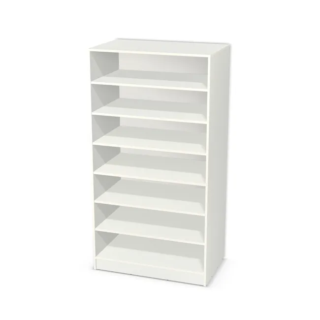 Korpus: W954 SM, Materiał pleców: Plecy z płyty HDF 3 mm (biała), Szerokość: 100 cm, Wysokość: 180 cm, Wysokość z cokołem: 190 cm, Głębokość: 60 cm, Liczba półek: 6 półek, Rozmieszczenie półek: Rozmieszczenie symetryczne półek, Typ podstawy: Cokół 10 cm, Podpórki półek: Podpórki półki fi 5 mm (Basic / ruchome), Obrzeże korpusu: 