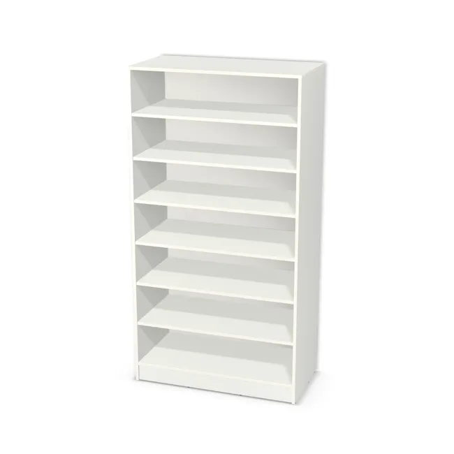 Korpus: W954 SM, Materiał pleców: Plecy z płyty HDF 3 mm (biała), Szerokość: 100 cm, Wysokość: 180 cm, Wysokość z cokołem: 190 cm, Głębokość: 50 cm, Liczba półek: 6 półek, Rozmieszczenie półek: Rozmieszczenie symetryczne półek, Typ podstawy: Cokół 10 cm, Podpórki półek: Podpórki półki fi 5 mm (Basic / ruchome), Obrzeże korpusu: 