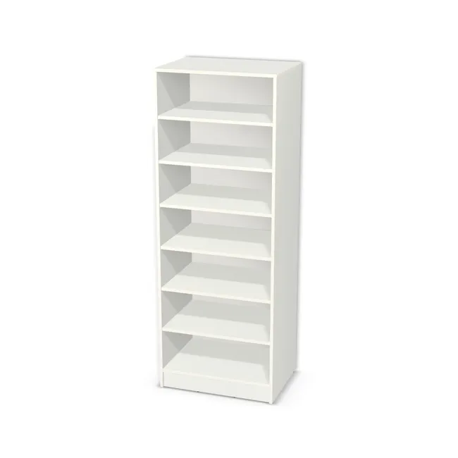 Korpus: W954 SM, Materiał pleców: Plecy z płyty HDF 3 mm (biała), Szerokość: 70 cm, Wysokość: 180 cm, Wysokość z cokołem: 190 cm, Głębokość: 50 cm, Liczba półek: 6 półek, Rozmieszczenie półek: Rozmieszczenie symetryczne półek, Typ podstawy: Cokół 10 cm, Podpórki półek: Podpórki półki fi 5 mm (Basic / ruchome), Obrzeże korpusu: 