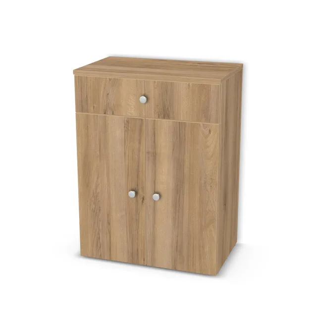 Front: Orzech Pacific naturalny (H3700, ST10) Usłojenie Pionowe, Korpus: Orzech Pacific naturalny (H3700, ST10), Usłojenie frontu: Pionowe, Materiał pleców: Plecy z płyty HDF 3 mm (biała), Szerokość: 60 cm, Wysokość: 80 cm, Głębokość: 35 cm, Głębokość z frontem: 36,8 cm, Wysokość frontu szuflady: 15 cm, Typ wieńca górnego: Wieniec górny nakładany, Drzwi: 2 fronty - lewy i prawy, Liczba półek: 1 półka, Rozmieszczenie półek: Rozmieszczenie symetryczne półek, Typ podstawy: Brak (tylko ślizgacze), System domyku: Otwieranie uchwytem (+Hamulec Blumotion), Prowadnice szuflad: Blum Tandem Wysuw 75% (Optimum Blum), Zawiasy: Blum Clip 100 (Optimum), Uchwyty: Nawiert pod gałkę (1 otwór), Uchwyty szuflad: Nawiert pod gałkę (1 otwór), Podpórki półek: Złączki Rafix TAB 20 S (Premium / z zabezp.), Obrzeże korpusu: 0,8 mm, Obrzeże frontu: 2,0 mm, Rozmieszczenie uchwytów: Pionowo (środek frontu, bok 50 mm), Rozmieszczenie uchwytów szuflad: Poziomo (centralnie na froncie)