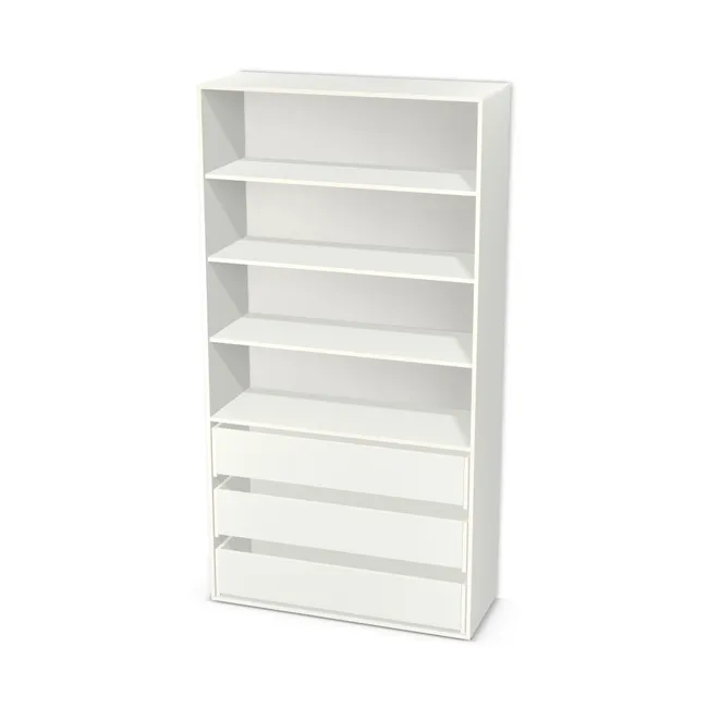 Korpus: W962 SM, Materiał pleców: Plecy z płyty HDF 3 mm (biała), Szerokość: 120 cm, Wysokość: 230 cm, Głębokość: 45 cm, Wys. części z szufladami: 86 cm, Fronty: Bez frontów, Liczba szuflad: 3 szuflady, Liczba półek: 3 półki, Rozmieszczenie półek: Rozmieszczenie symetryczne półek, Typ podstawy: Brak (tylko ślizgacze), System domyku: Otwieranie uchwytem (+Hamulec Blumotion), Szuflady: Blum Tandem (Optimum Blum), Zawiasy: Dobór we własnym zakresie (Brak), Uchwyty: Brak uchwytów i brak nawiertów (Brak uchwytów), Uchwyty szuflad: Brak uchwytów i brak nawiertów (Brak uchwytów), Podpórki półek: Podpórki półki fi 5 mm (Basic / ruchome), Obrzeże korpusu: 