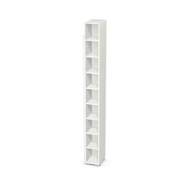 Korpus: W962 SM, Materiał pleców: Plecy z płyty HDF 3 mm (biała), Szerokość: 25 cm, Wysokość: 235 cm, Wysokość z nóżkami: 237 cm, Głębokość: 30 cm, Drzwi: Bez frontów, Liczba półek: 8 półek, Rozmieszczenie półek: Rozmieszczenie symetryczne półek, Typ podstawy: Nóżki (wg wyboru), System domyku: Otwieranie uchwytem, Zawiasy: Dobór we własnym zakresie (Brak), Nóżki: Stopka K041 - tworzywo - chrom wys 2 cm (Stopka chrom 2cm), Uchwyty: Brak uchwytów i brak nawiertów (Brak uchwytów), Podpórki półek: Podpórki półki fi 5 mm (Basic / ruchome), Obrzeże korpusu: 