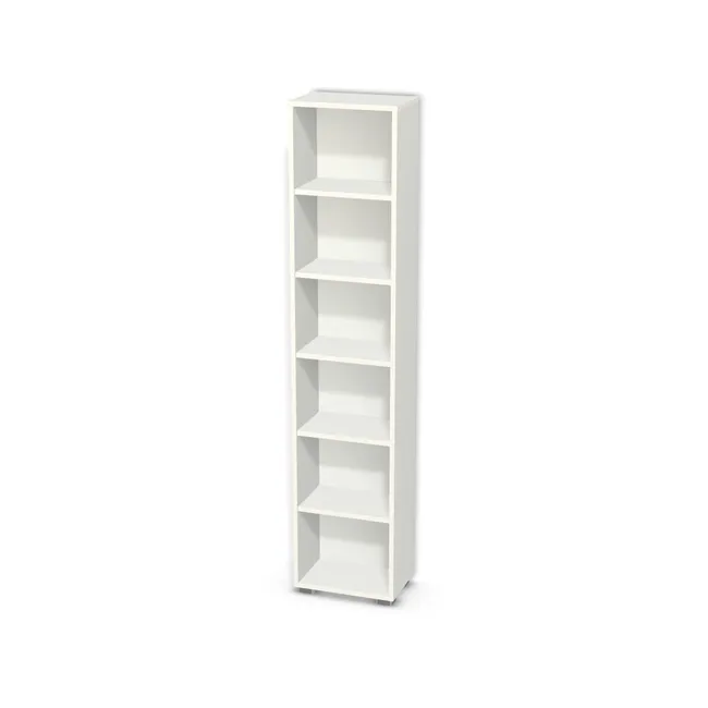 Korpus: W962 SM, Materiał pleców: Plecy z płyty jak korpus, Szerokość: 39 cm, Wysokość: 180 cm, Wysokość z nóżkami: 182,5 cm, Głębokość: 25 cm, Liczba półek: 5 półek, Rozmieszczenie półek: Rozmieszczenie symetryczne półek, Typ podstawy: Nóżki (wg wyboru), Nóżki: Stopka do mebli 6435 - tworzywo - chrom połysk wys. 2,5 cm (Stopka chrom 2,5cm), Podpórki półek: Podpórki półki fi 5 mm (Basic / ruchome), Obrzeże korpusu: 