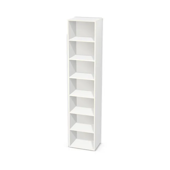 Korpus: Biel Alpejska (WU8685, BS), Materiał pleców: Plecy z płyty HDF 3 mm (biała), Szerokość: 51 cm, Wysokość: 240 cm, Głębokość: 38 cm, Liczba półek: 6 półek, Rozmieszczenie półek: Rozmieszczenie symetryczne półek, Typ podstawy: Brak (tylko ślizgacze), Podpórki półek: Podpórki półki fi 5 mm (Basic / ruchome), Obrzeże korpusu: 0,8 mm