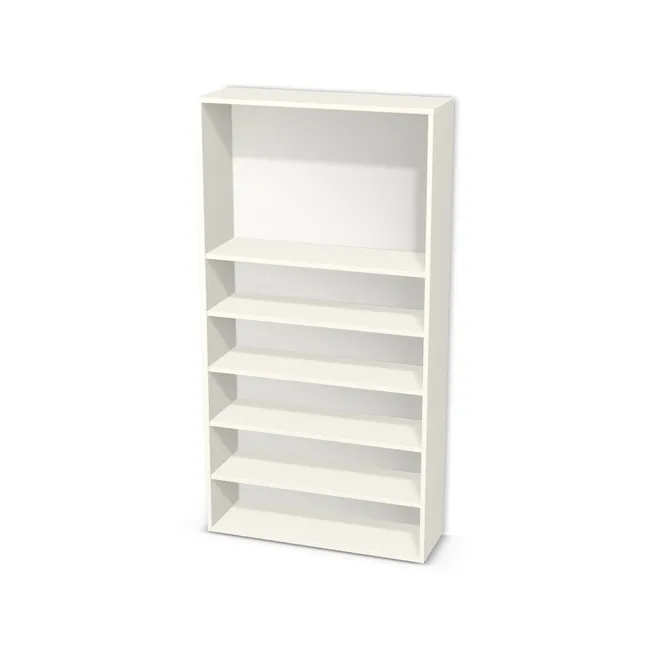 Korpus: W908 SM, Materiał pleców: Plecy z płyty HDF 3 mm (biała), Szerokość: 87 cm, Wysokość: 168 cm, Głębokość: 28 cm, Liczba półek: 5 półek, Rozmieszczenie półek: Własne ustawienie, Typ podstawy: Brak (tylko ślizgacze), Podpórki półek: Podpórki półki fi 5 mm (Basic / ruchome), Obrzeże korpusu: 