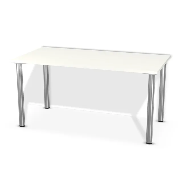 Blat: W1100 ST9 25mm, Szerokość: 150 cm, Głębokość: 75 cm, Przepusty: Środek, Kolor przepustu: Przepust Kablowy z Plastiku fi 80 Biały (Plastik 80 Biały), Nóżki: Noga metalowa NOVA fi60 71cm Chrom Połysk (Amix AN-710), Obrzeże blatu: 