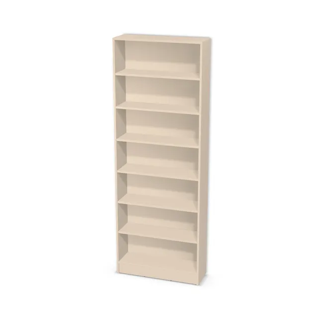 Korpus: Beż piaskowy (U156, ST9), Materiał pleców: Plecy z płyty jak korpus, Szerokość: 80 cm, Wysokość: 210,4 cm, Wysokość z cokołem: 220,4 cm, Głębokość: 26 cm, Liczba półek: 6 półek, Rozmieszczenie półek: Rozmieszczenie symetryczne półek, Typ podstawy: Cokół 10 cm, Podpórki półek: Podpórki Kuadro z zabezpieczeniem (typ 2) (Premium / z zabezp.), Obrzeże korpusu: 0,8 mm