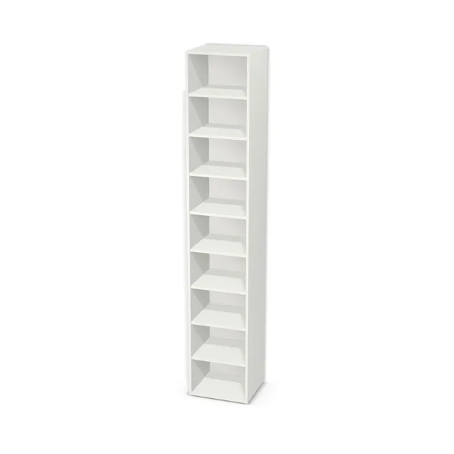 Korpus: W962 SM, Materiał pleców: Plecy z płyty HDF 3 mm (biała), Szerokość: 45 cm, Wysokość: 250 cm, Głębokość: 40 cm, Liczba półek: 8 półek, Rozmieszczenie półek: Rozmieszczenie symetryczne półek, Typ podstawy: Brak (tylko ślizgacze), Podpórki półek: Podpórki półki fi 5 mm (Basic / ruchome), Obrzeże korpusu: 