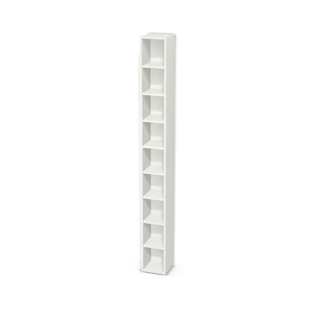 Korpus: W962 SM, Materiał pleców: Plecy z płyty jak korpus, Szerokość: 25 cm, Wysokość: 230 cm, Głębokość: 25 cm, Liczba półek: 8 półek, Rozmieszczenie półek: Rozmieszczenie symetryczne półek, Typ podstawy: Brak (tylko ślizgacze), Podpórki półek: Podpórki półki fi 5 mm (Basic / ruchome), Obrzeże korpusu: 