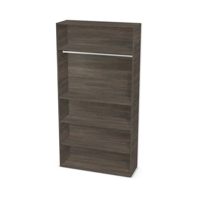 Korpus: H3058 ST22, Materiał pleców: Plecy z płyty jak korpus, Szerokość: 120 cm, Wysokość: 233 cm, Głębokość: 40 cm, Wys. części dolnej: 195 cm, Wys. między drążkiem a półką: 70 cm, Układ półek pod drążkiem: Półka stała pod drążkiem, Drzwi: Bez frontów, Liczba dodatkowych półek na dole: 2 półki dodatkowe, Rozmieszczenie półek: Własne ustawienie, Typ podstawy: Brak (tylko ślizgacze), System domyku: Otwieranie uchwytem, Zawiasy: Dobór we własnym zakresie (Brak), Uchwyty: Brak uchwytów i brak nawiertów (Brak uchwytów), Podpórki półek: Podpórki Kuadro z zabezpieczeniem (typ 2) (Premium / z zabezp.), Obrzeże korpusu: 