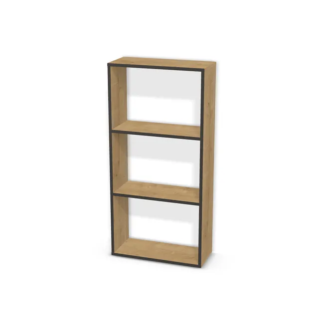 Korpus: Dąb Hamilton naturalny (H3303, ST10), Przednie i tylne krawędzie: W innym kolorze (U899, ST9), Szerokość: 58 cm, Wysokość: 120 cm, Głębokość: 25 cm, Liczba rzędów: 3 rzędy, Liczba kolumn: 1 kolumna, Typ podstawy: Brak, Obrzeże korpusu: 0,8 mm