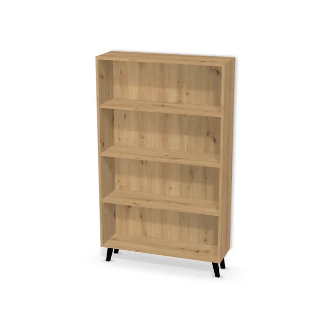 Korpus: Dąb dziki naturalny (H1318, ST10), Materiał pleców: Plecy z płyty jak korpus, Szerokość: 83 cm, Wysokość: 128 cm, Wysokość z nóżkami: 140 cm, Głębokość: 25 cm, Liczba półek: 3 półki, Rozmieszczenie półek: Własne ustawienie, Typ podstawy: Nóżki (wg wyboru), Nóżki: Nóżka K441 Czarna wysokość 12 cm (Nóżka K441 Czarna 12 cm), Podpórki półek: Podpórki półki fi 5 mm (Basic / ruchome), Obrzeże korpusu: 0,8 mm, Rodzaj: Zabudowa szeregowa
