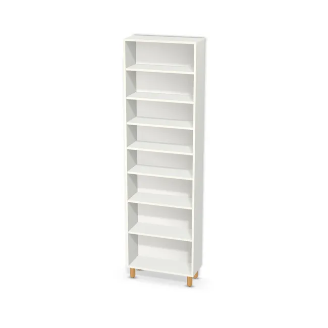 Korpus: W962 SM, Materiał pleców: Plecy z płyty HDF 3 mm (biała), Szerokość: 64 cm, Wysokość: 209 cm, Wysokość z nóżkami: 220 cm, Głębokość: 25 cm, Liczba półek: 7 półek, Rozmieszczenie półek: Własne ustawienie, Typ podstawy: Nóżki (wg wyboru), Nóżki: Noga meblowa drewniana 10cm walec (Drewniana 10cm walec), Podpórki półek: Podpórki Kuadro z zabezpieczeniem (typ 2) (Premium / z zabezp.), Obrzeże korpusu: 