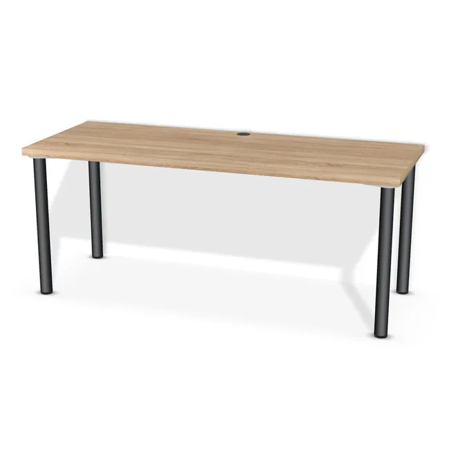 Blat: Dąb Bardolino naturalny (H1145, ST10, 36mm), Szerokość: 180 cm, Głębokość: 70 cm, Przepusty: Brak, Kolor przepustu: Przepust Kablowy z Plastiku fi 60 Czarny (Plastik 60 Czarny), Nóżki: Noga metalowa NOVA fi60 71cm Czarny Mat (Amix AN-710), Obrzeże blatu: 2,0 mm